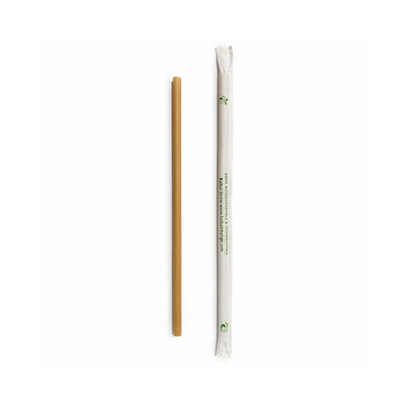 Wrapped Soft Drink Straw, Beige Biodegradable