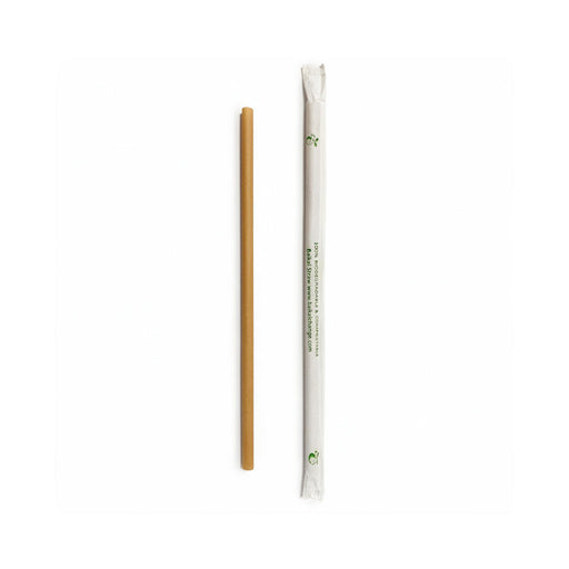 Wrapped Soft Drink Straw, Beige Biodegradable