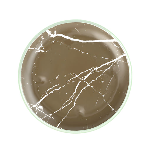 Marble Veins Coupe Plate, Olive Grey