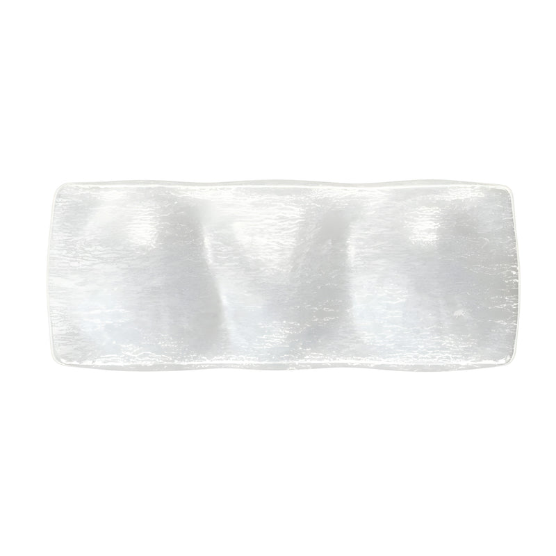 Oyster Serving Plate, 3 Sections, Crackled Milk White L23cm