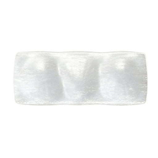 Oyster Serving Plate, 3 Sections, Crackled Milk White L23cm