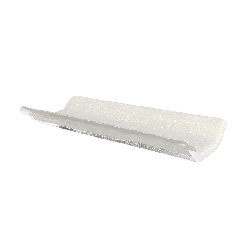 Petit Fours Oshibori Plate, Crackled Birch White L16cm