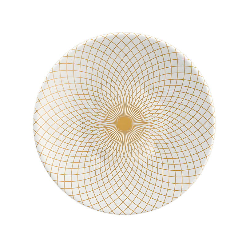 Geometric Swirl Dessert Plate with Rim, Milk White