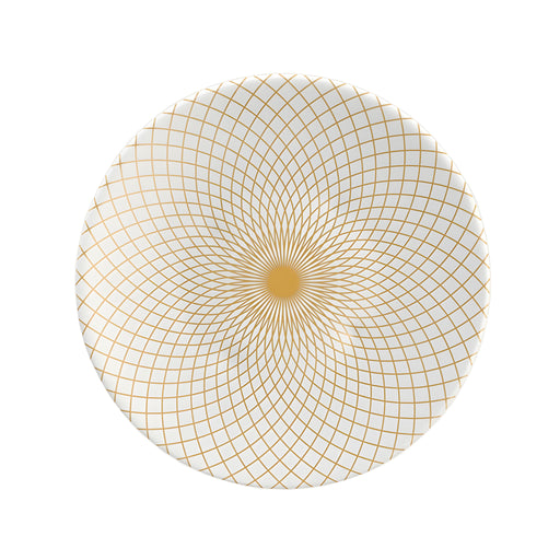 Geometric Swirl Dessert Plate with Rim, Milk White