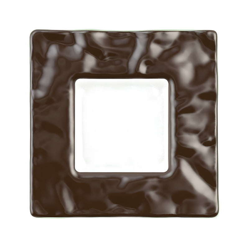 Relief Design Dessert Plate with Rim, Brown L24cm