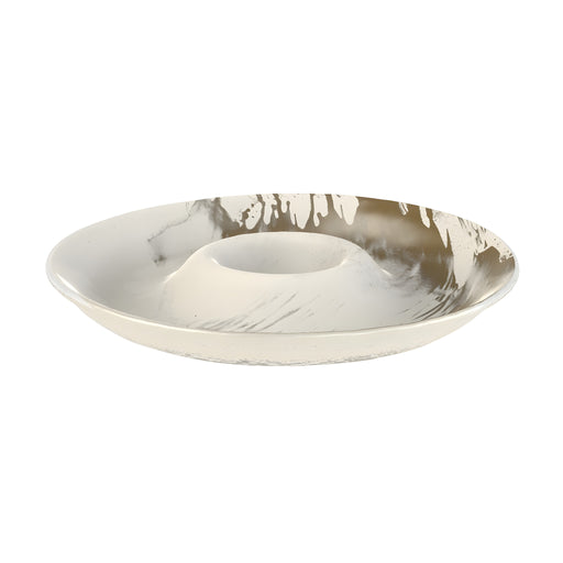 Batik Streaks Serving Set, 2 Sections, Birch White