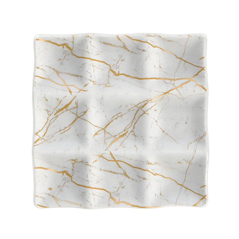 Marble Veins Serving Platter, 9 Sections, Milk White L30cm