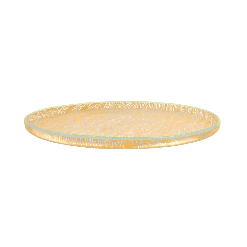 Serving Platter, Crackled Matte Gold