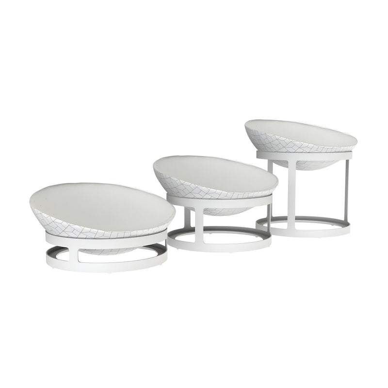 Diamond Trellis 3-Tier Serving Bowls, Milk White 25.7cm