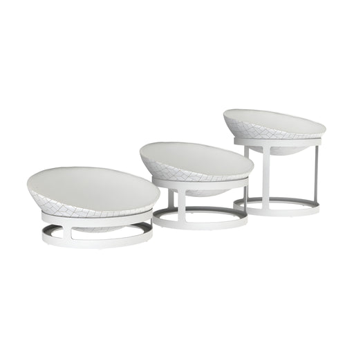 Diamond Trellis 3-Tier Serving Bowls, Milk White 25.7cm