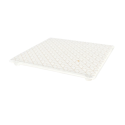 Diamond Trellis Footed Platter, Milk White L27cm