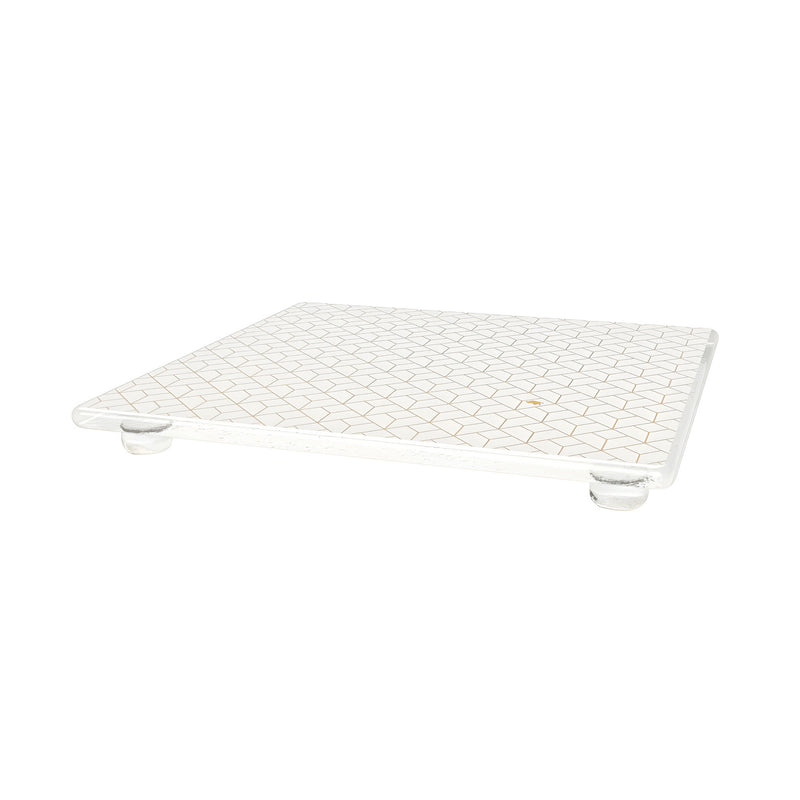 Diamond Trellis Square Serving Board, Milk White L22cm