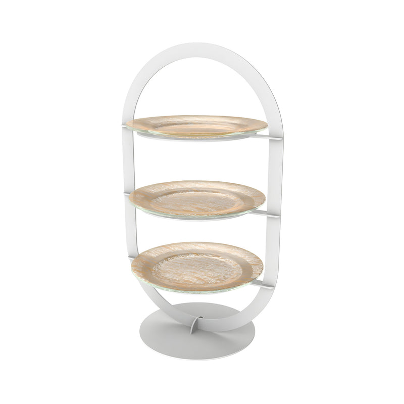 3-Tier Art Deco Tea Stand, Crackled Black H55cm