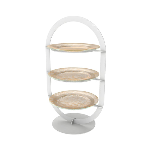 3-Tier Art Deco Tea Stand, Crackled Black H55cm