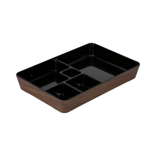 Black Wood Bento Box with Partitions