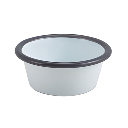 Enamel Ramekin White with Grey Rim