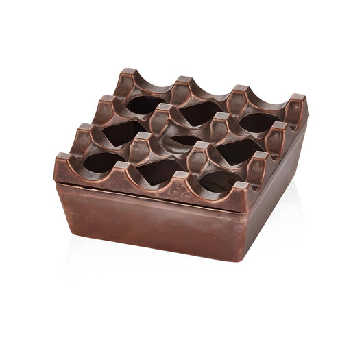 Square Ashtray with Net Lid L8xW8cm, Copper Cast Iron