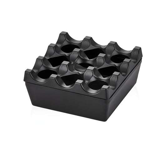 Square Ashtray with Net Lid L8xW8cm, Black Cast Iron