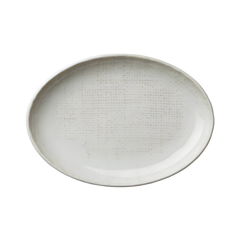 Knit Warm Beige Oval Plate Large