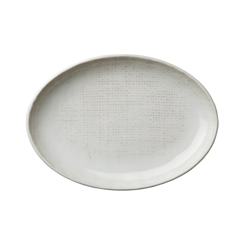 Knit Warm Beige Oval Plate Small