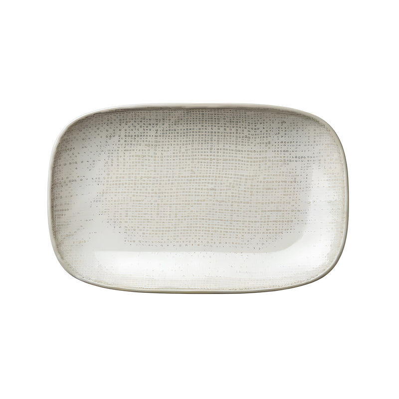 Knit Warm Beige Rectangular Plate Small, Porcelain
