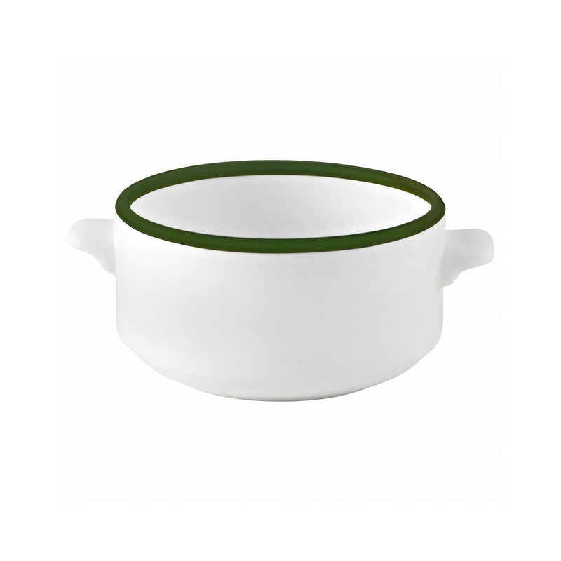 Banquet Lugged Soup Bowl, Green Rim