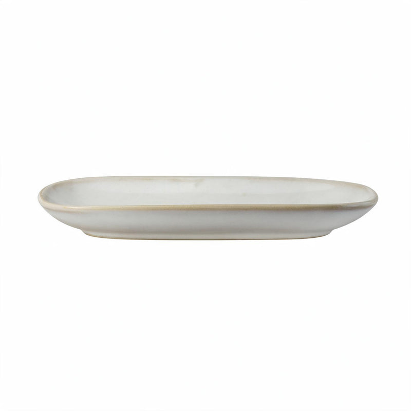 Knit Warm Beige Rectangular Plate Large, Porcelain