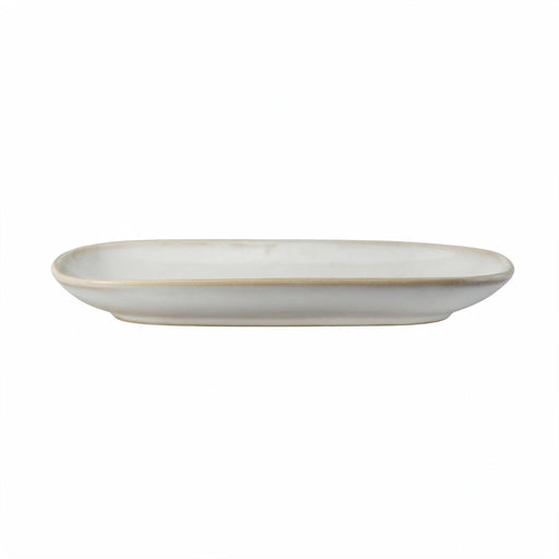 Knit Warm Beige Rectangular Plate Large, Porcelain